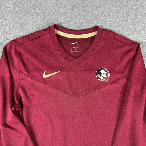 Florida State Seminoles Shirt Mens M Red NCAA Football Nike Dri Fit Long Sleeve