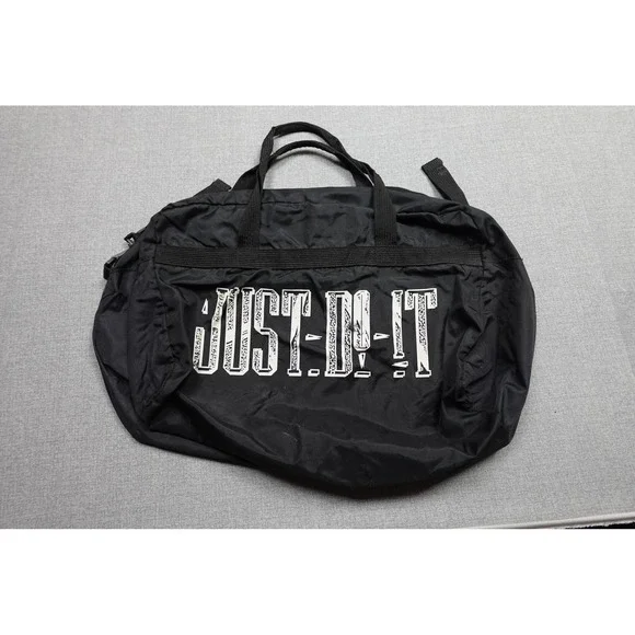 Vintage Nike Black Just Do It Duffle Bag Soft Case Adjustable Strap Men 23