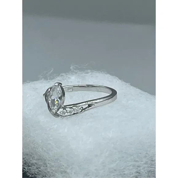 Silver plated white topaz statement piece ring