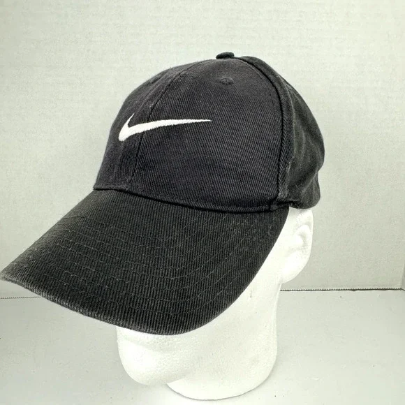 Vintage Nike Adult Snapback Hat Cap Swoosh Baseball Dad Black Green Under Bill