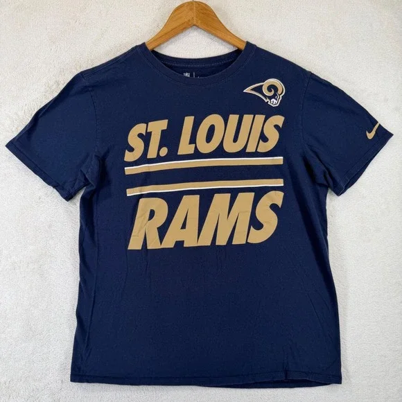 Nike NFL Team Apparel St. Louis Rams T-Shirt Mens Large Navy Blue Athletic Cut