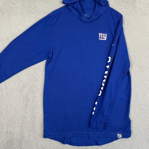 New York Giants Nike Shirt Men Medium Blue NFL Hooded Activewear Top Lightweight