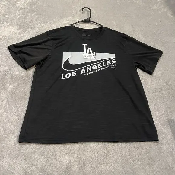 Los Angeles Dodgers Shirt Tee Mens Medium Black MLB Baseball Nike Dri Fit