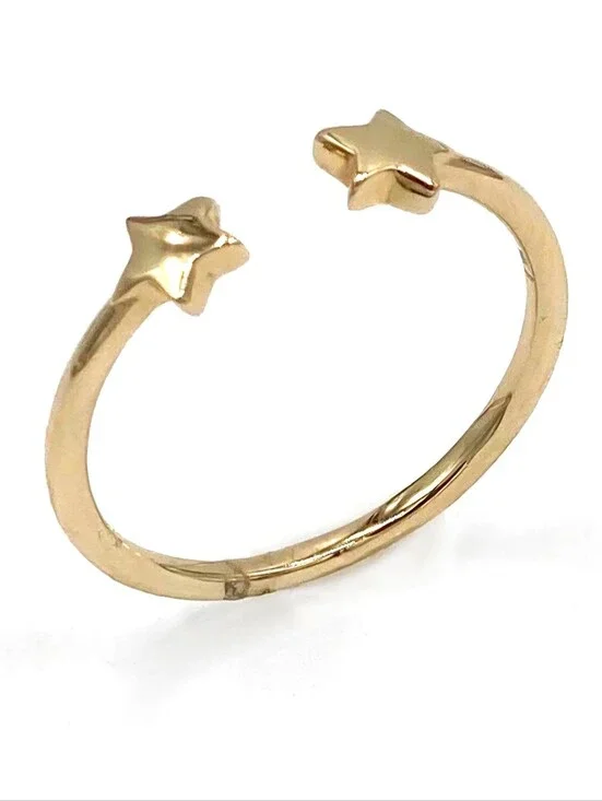 Gold Ring Double Shooting Star Open Cuff Fashion Jewelry Accessories Size 6.5