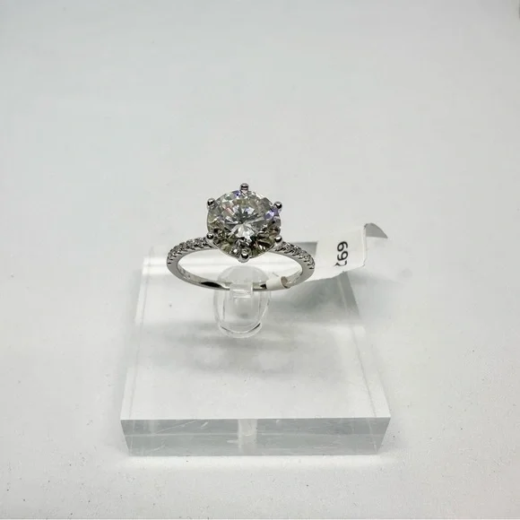 Moissanite Diamond Engagement Ring 3 Ct GRA Round Cut Wedding Jewelry Six Prong