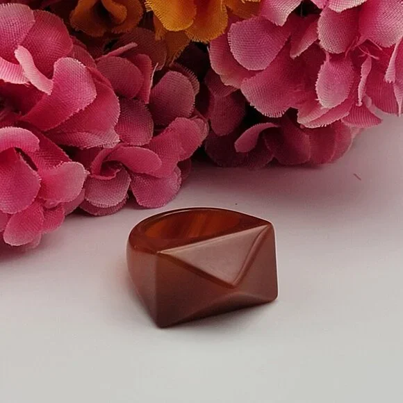 Carnelian Agate Dome Ring Size 6 Root Beer Color