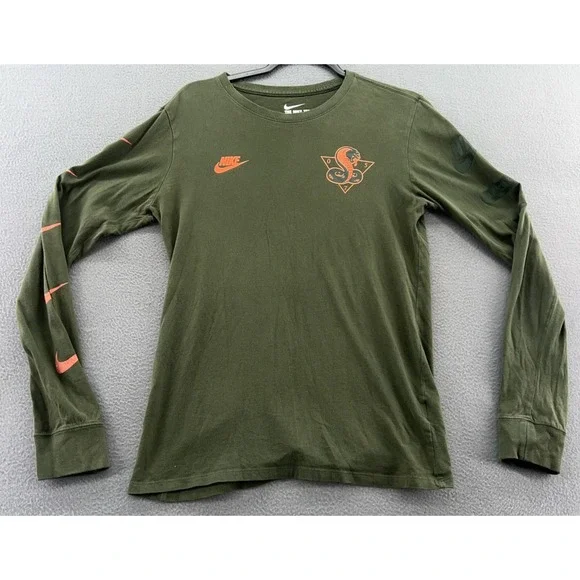 Nike AM Shirt Mens Sz S Green Long Sleeves Crew Cobra Non Ducor