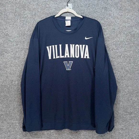 Nike Villanova Wildcats Shirt Mens XL Blue Long Sleeve Dri-FIT Athletic NCAA