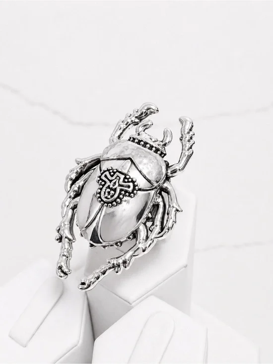 Sterling Silver Scarab Beetle Statement Ring