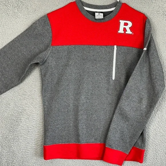 Rutgers Scarlet Knights Nike Sweatshirt Mens Medium Grey Red Colorblock Crewneck