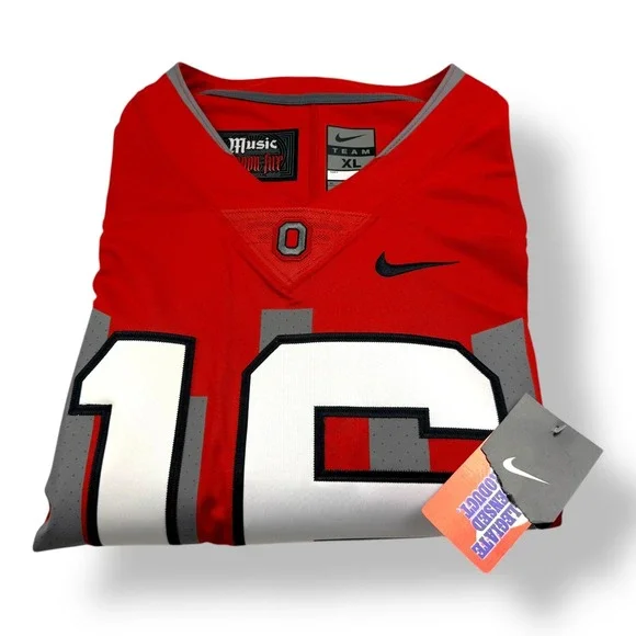 Nike Ohio State Buckeyes Music and Cannon‎ Fire Football Jersey Mens XL Red NWT