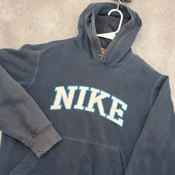 Vtg Nike The Athletic Dept Hoodie Mens Medium Blue Distressed Thrashed Pullover