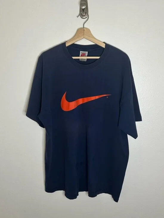 Vintage 90s  Nike Syracuse Orangemen Big Swoosh Logo Tee Size XXL
