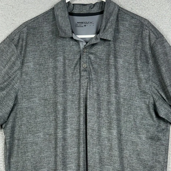 Nike Golf Polo Shirt Mens XL Grey Heather Dri-Fit Performance Rugby Short Sleeve