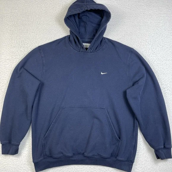 Nike Hoodie Mens XL Blue Vintage 90s Swoosh Boxy‎ Made In Turkey Sweatshirt