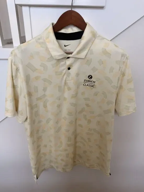 NEW Nike Dri-FIT Men's Polo Shirt L Yellow/green Geometric Golf Short Sleeve