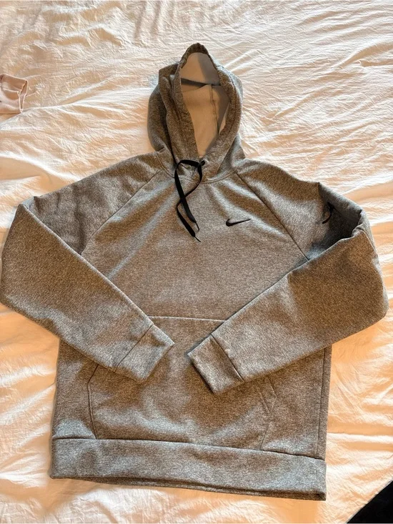 Nike Gray Heather Pullover Hoodie with Black Swoosh