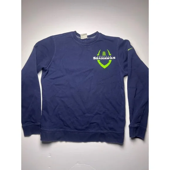 Nike Seattle Seahawks Sweatshirt Mens Medium Navy Blue NFL Crew Neck Pullover