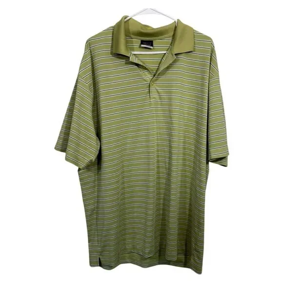 Nike Golf Green Striped Athletic Short Sleeve Polo Shirt