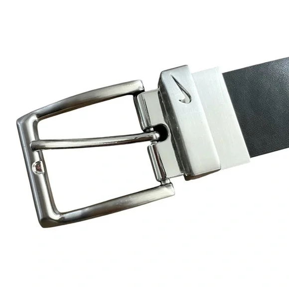 Nike Mens Genuine Leather Reversible Black Brown Buckle Golf Belt Size 38 swivel