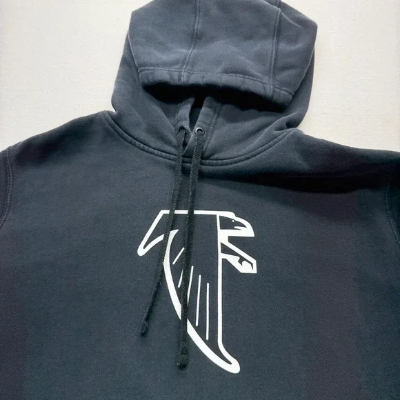 Nike Falcons Hoodie Mens Medium Black NFL Pullover Fleece Red Swoosh Logo‎