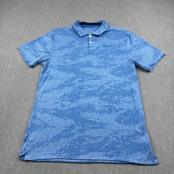 Nike Polo Shirt Mens Small Blue‎ Standard Vapor Camo Dri-Fit Performance Active