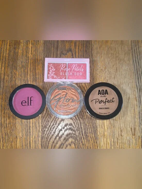 Makeup Bundle- Elf Blush, Amuse Blush Duo, Beauty Treats Highlighter + More