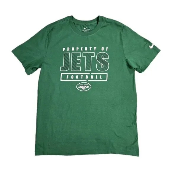 Mens Nike New York Jets Short Sleeve T Shirt Medium Green NFL Graphic Tee New