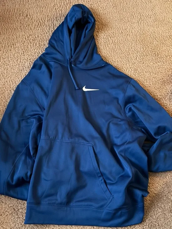 Nike Royal Blue Therma-Fit Hoodie with White Swoosh Label