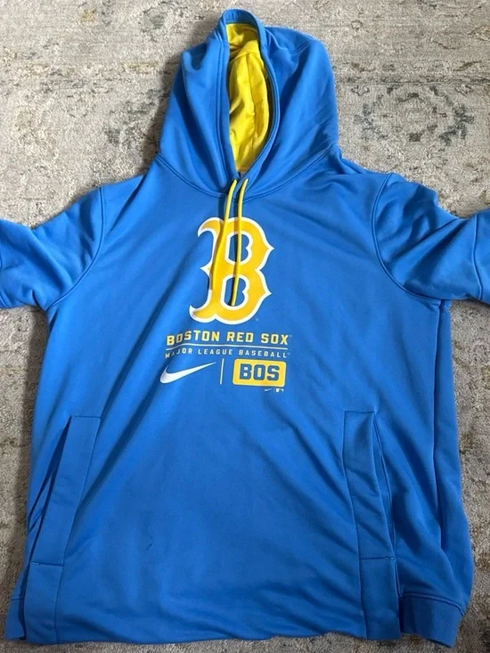 Nike Boston Red Sox Blue and Yellow Hoodie