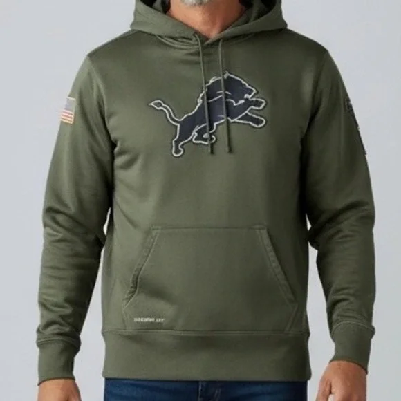Nike NFL Detroit Lions Salute to Service limited RARE Hoodie‎ Green Men's large
