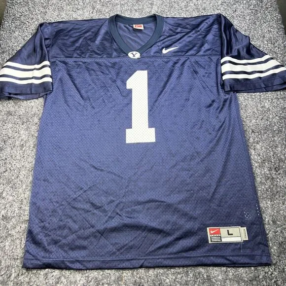 Vtg Nike Team Brigham Young BYU Cougars #1 Football Authentic Rare Jersey Men L