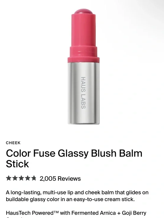 Haus Labs By Lady Gaga Color Fuse Glassy Blush Balm Stick - Bright Pink