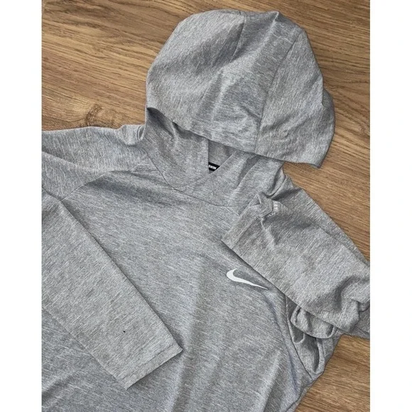 Nike Swim Shirt Mens Medium Gray Dri Fit Hooded Long Sleeve UPF 40 Dri Fit