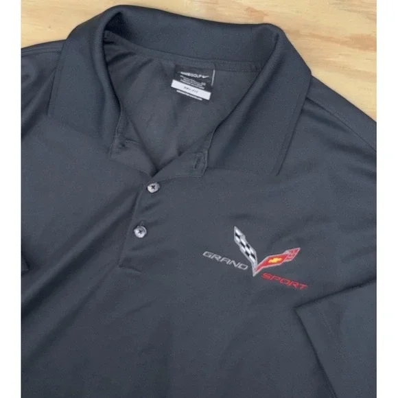 Nike Golf Grand Sport Corvette Polo Shirt Mens XL Gray Dri-FIT Embroidered Logo