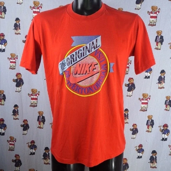 Vintage 80's Nike The Original Beaverton Oregon spellout red graphic XL t-shirt