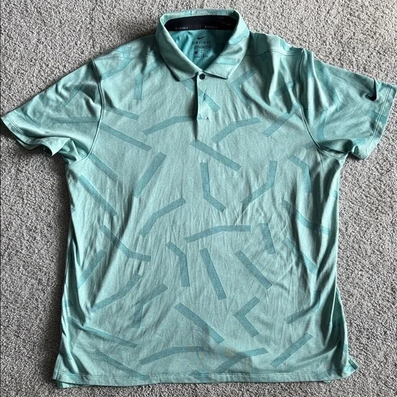 Nike Men's Teal Patterned Polo Shirt
