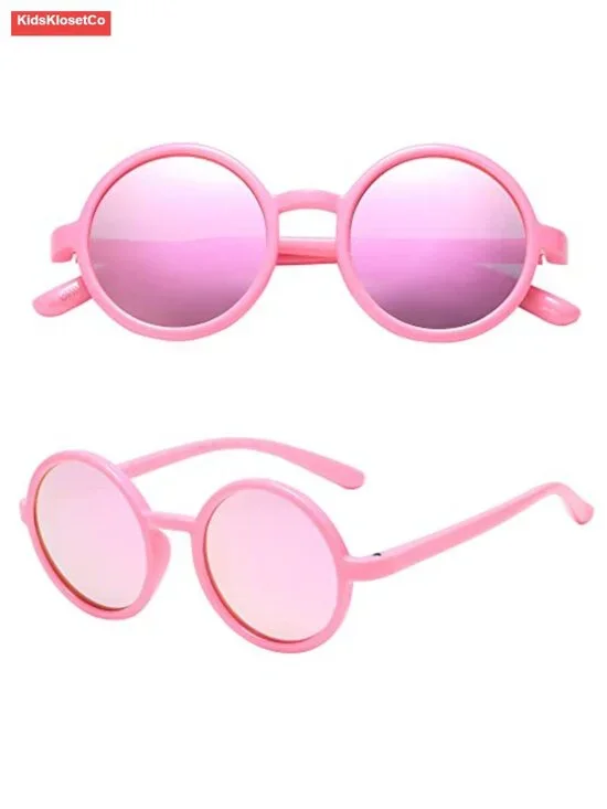 Kids Polarized Sunglasses - Retro Round Elastic BPA Free - UV400 Protection