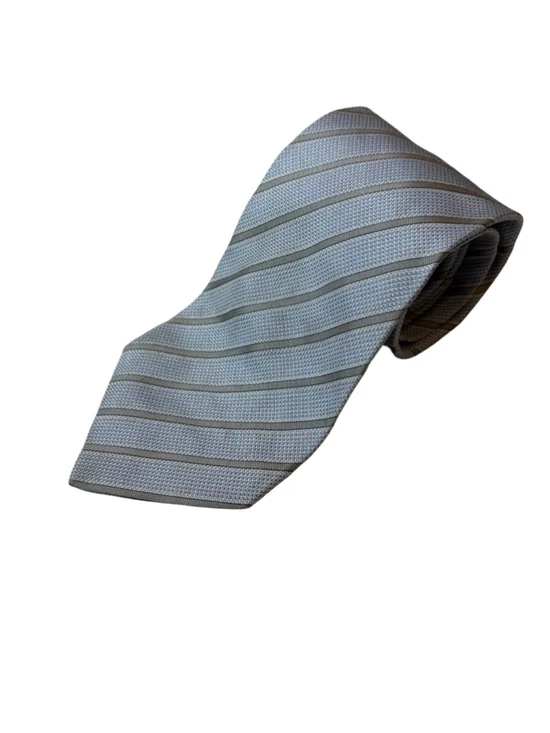 Gucci Made in Italy 100% Silk Blue Gray Striped Luxury Men’s Tie