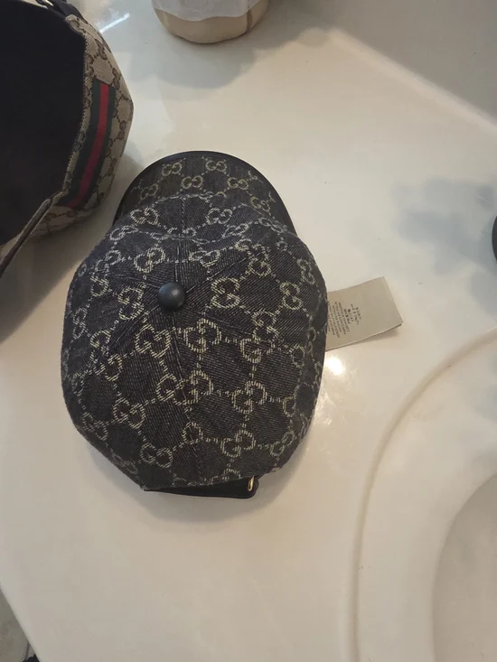 Gucci Black Denim GG Monogram Cap