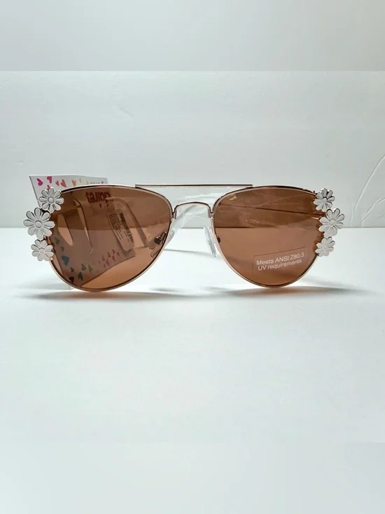 Claire's Brown Lens Sunglasses with White Floral Accents