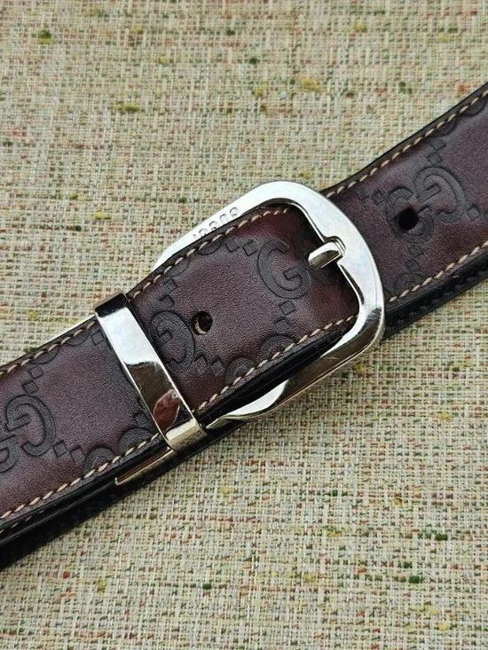 Vintage Gucci Belt Reversible Brown/Black Genuine Leather Pin Buckle Made Italy