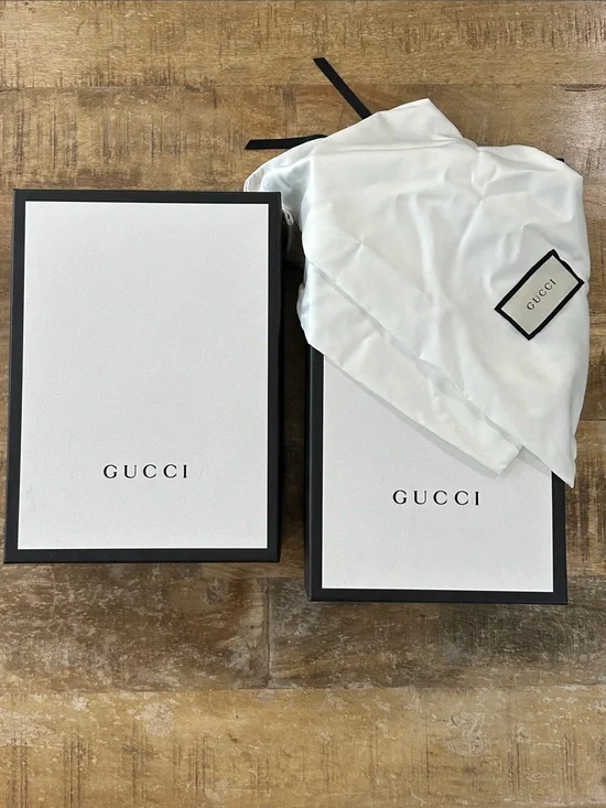 Gucci White and Black Shoe Boxes with White Dust Bag