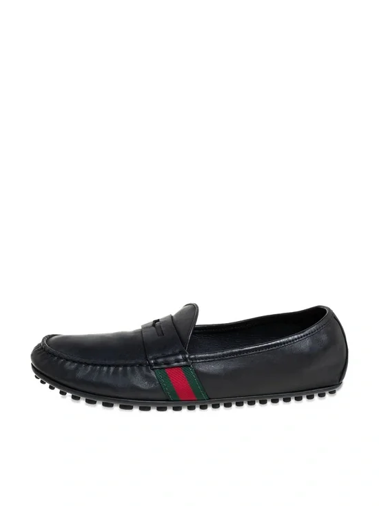 Gucci Web-trimmed Loafers Men Black Size 9.5