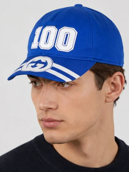 NWT Gucci 100 Anniversary Interlocking G Blue Baseball Cap Hat Made in Italy 673