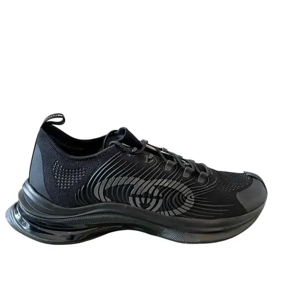 Gucci Run Sneaker Interlocking G Black Technical Knit Men's Size 12.5 US 13 NEW