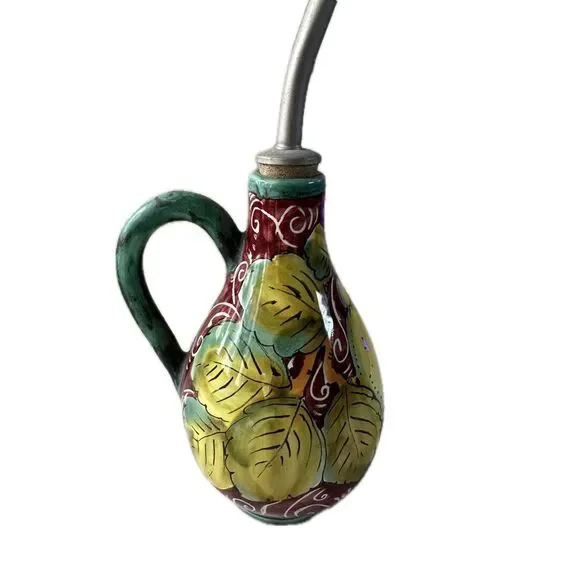 Grazia Positano Hand Painted Handmade Olive Oil Ceramic Pottery Bottle 16cm 6