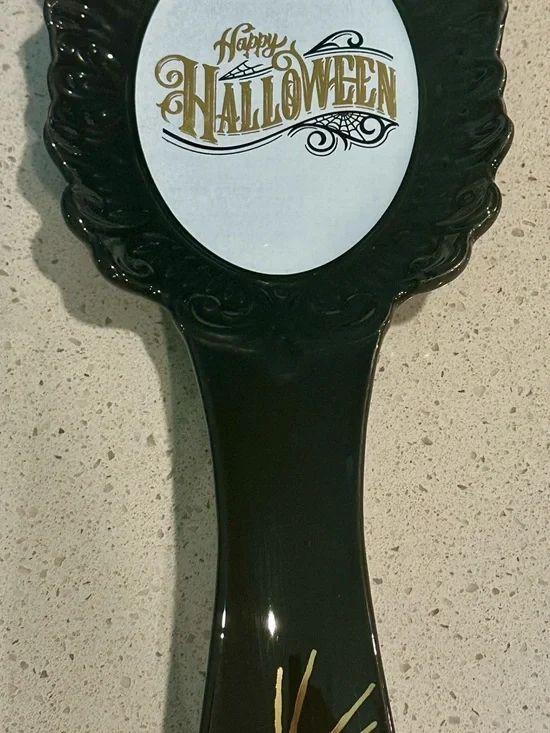 Black with Gold 'Happy Halloween' Spoonrest