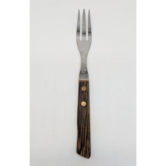 Vtg Granny Fork 3 Prongs Tines Meat Fork Stainless Prongs & Wood Handle Japan