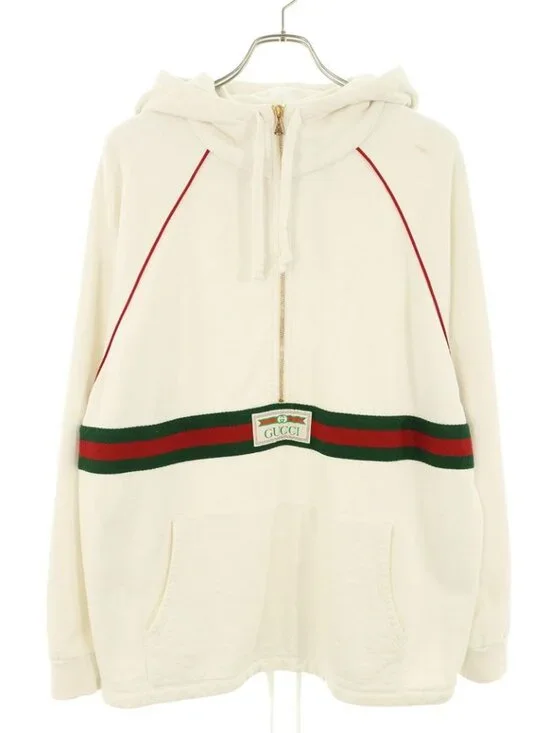 Gucci Logo Label Half Zip Hoodie
